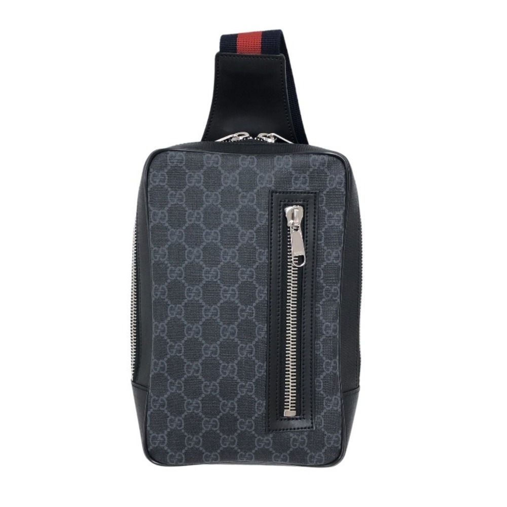 GUCCI Sling Bag Pack Black Soft GG Supreme Body Bag Belt Bag
